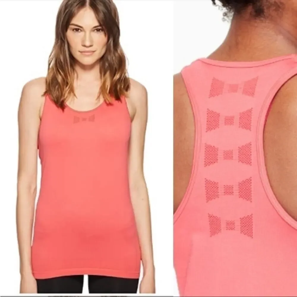 Kate Spade Jacquard Bow Tank Top in Peach Sherbet Pink NEW